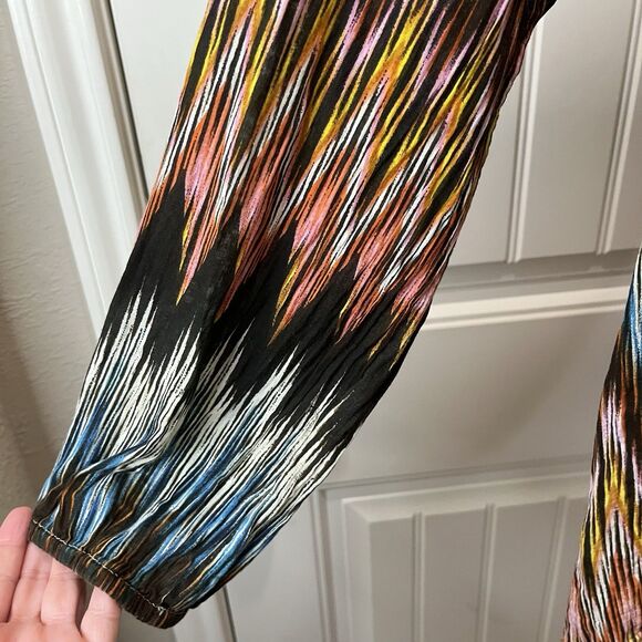 New Direction Multicolor Striped Crochet Neck Sleeves Boho Hippie Top Womens 1X - Picture 4 of 9